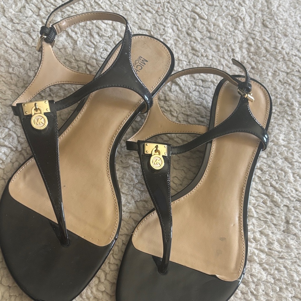 Michael Kors Black and Tan Women's Sandals